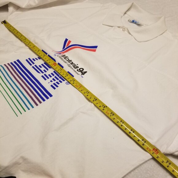 Vintage 90's White Collared Polo Sweater IBM Victoria 94 Wilson Sport Cotton L - Picture 14 of 14